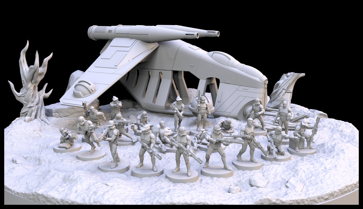Clone Trooper Army Pack with ship - Miniature