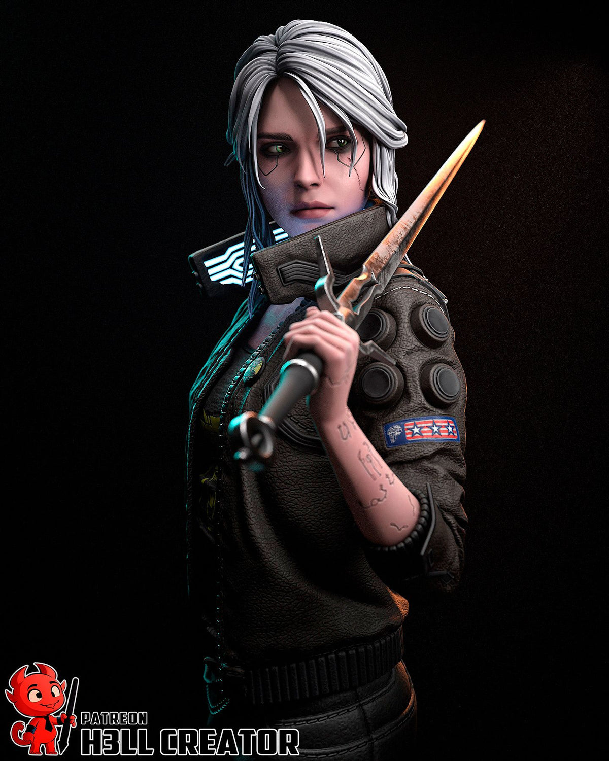 Ciri Cyberpunk - Highly Detailed Statue - Fanart