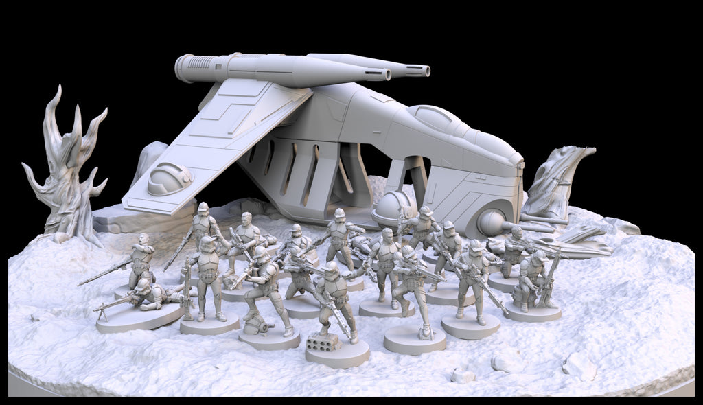 Clone Trooper Army Pack with ship - Miniature